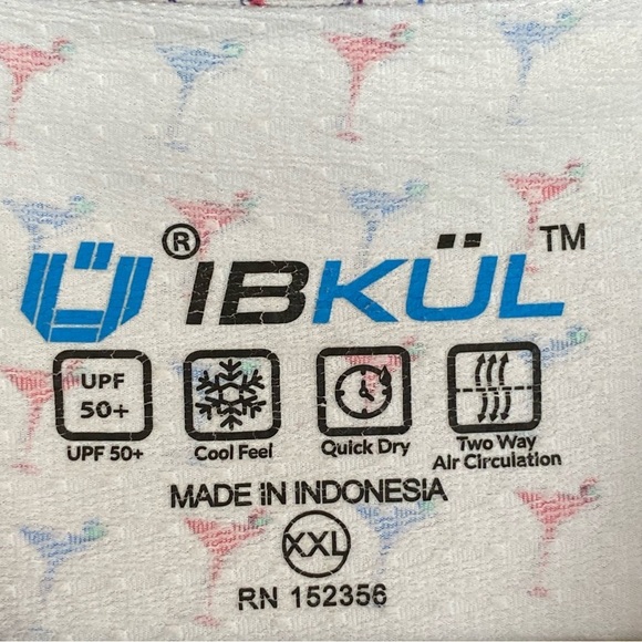 Ibkul Shirt Mens XXL Martini Glasses All Over Print Polo Long Sleeve UPF 50 Golf - Picture 3 of 7